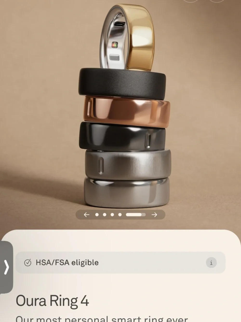 Oura Ring 4 Smart Ring by Oura — Gold Finish